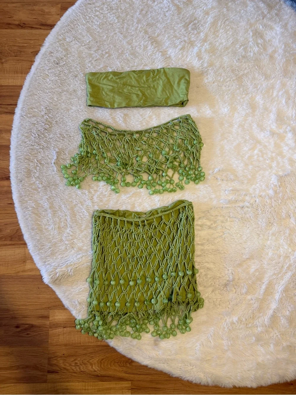 Yvon Neon Lime Crochet Matching Set- Women